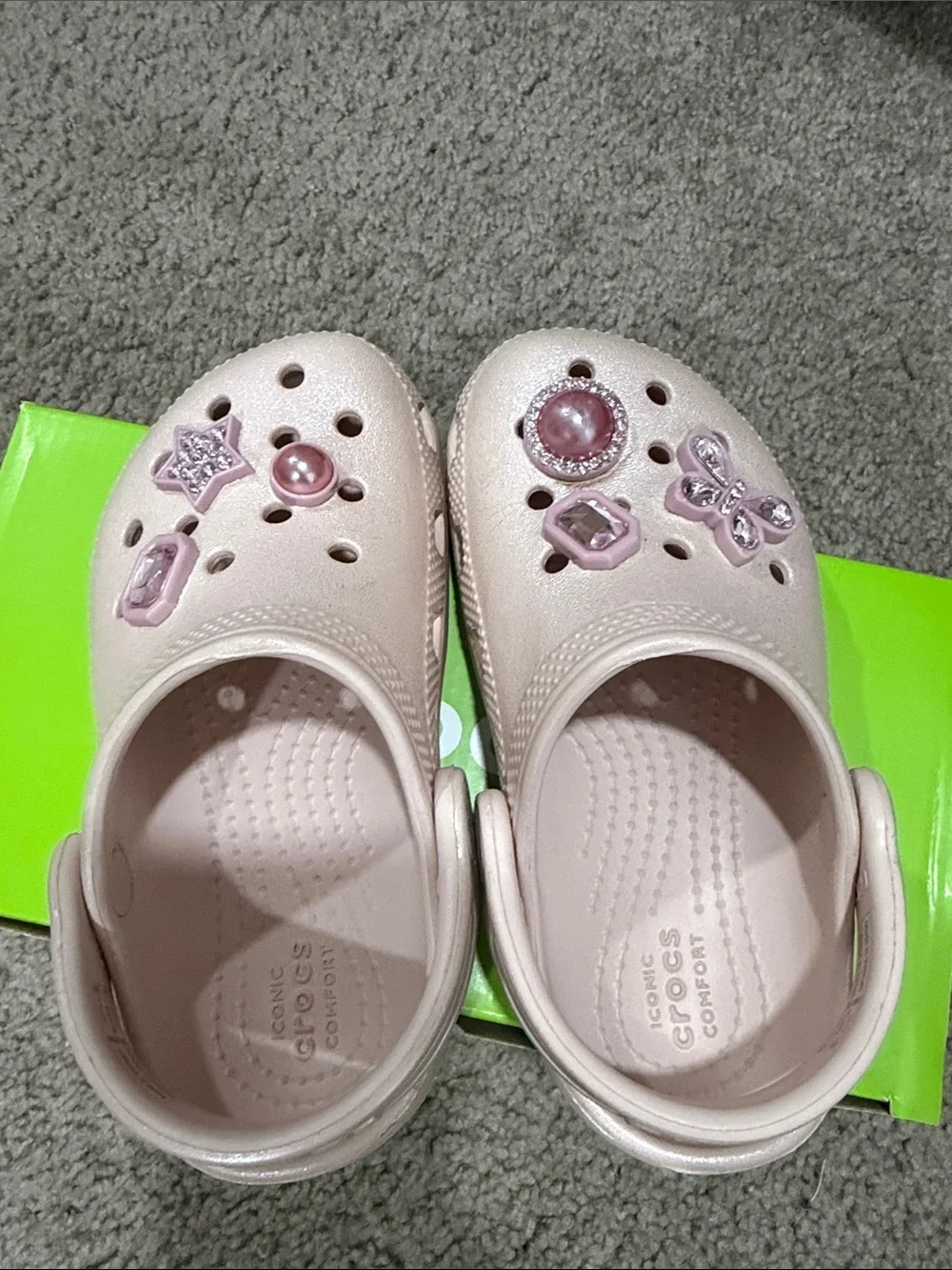 CROCS Kids Classic Shimmer Gem Clog in Quartz Pink